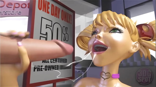 3DGSPOT – Blonde Teen Deepthroats And Gags A Huge Cock In A Dildo Shop! 3D ANIMATION!