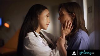 GIRLSWAY – Doctor Vicki Chase KNOWS How To Keep Nurse Sinn Sage’s Mouth Busy From Telling Secrets