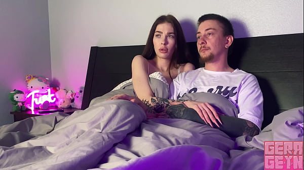 Hot stepsister sucked cock while watching a movie and got a huge facial