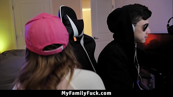 Step Sister Sucking Her Stepbrother’s Cock While He’s Gaming – Myfamilyfuck
