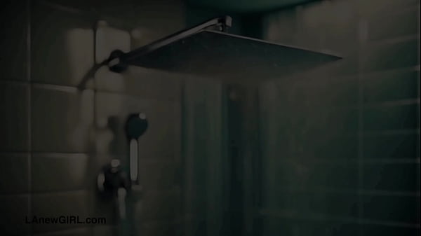 Lovely teen brunette took a shower