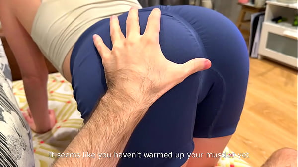 Stepsister’s stretching ended with cum on tits